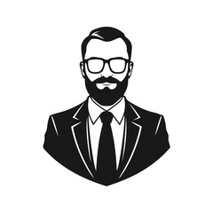 Man icon, businessman avatar vector, office worker icon, hipster face design, graphic male portrait, businessman avatar, bearded man, office worker, hipster face, male portrait