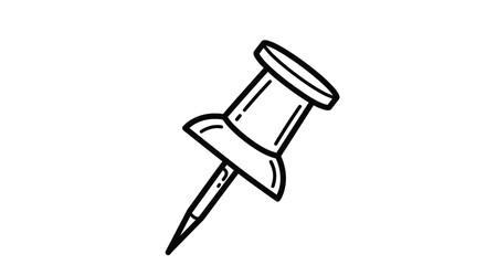 A simple drawing of a pushpin showing its sharp point and flat top for office and home use