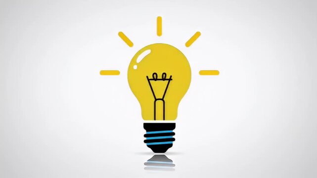 Simple vector illustration of a light bulb with glow on a plain background