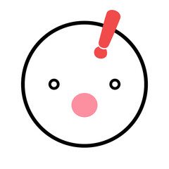 感情表現顔アイコン　ビックリ　驚く　主線あり　ベクターイラスト