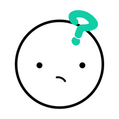 感情表現顔アイコン　はてな　疑問　主線あり　ベクターイラスト