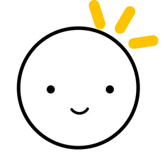 感情表現顔アイコン　ひらめく　主線あり　ベクターイラスト