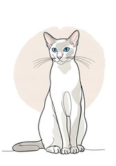 Obraz premium Simple vector drawing of elegant sitting cat
