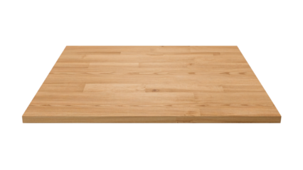 Minimalist wooden tabletop on transparent backdrop ideal for product showcase and design mockup
