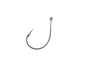 Isolated silver fish hook on white background, simple design for fishing themes. Generative AI