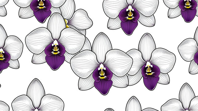 Fourcroya Longaeva Orchid. Graphic flowers Graphic. Vector flowers.