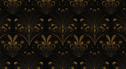 Fototapeta premium Seamless Art Deco Pattern in Gold and Black