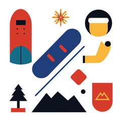 snowboard gear flat design