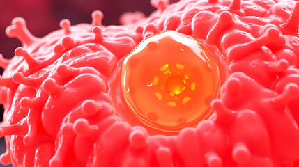 Chief cell close up (zymogenic cell or peptic cell) 3d illustration