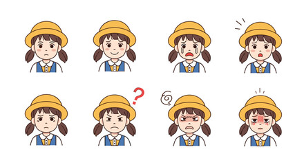 Collection of adorable pixels showcasing diverse emotional expressions and school uniforms