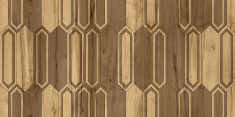 Fototapeta premium Modern seamless geometric pattern with natural textures: marble, wood, stone, cement, terrazzo. Ideal for interior design, wallpaper, packaging, textiles, tiles, and parquet flooring. 