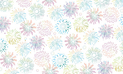 カラフルな水彩花火の背景パターン素材　模様　シームレス