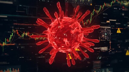 Virus graphic against financial indicators - Powered by Adobe
