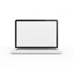 A white laptop with the blank screen