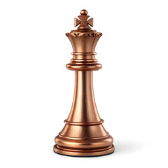 Bronze queen chess piece standing on a transparent board