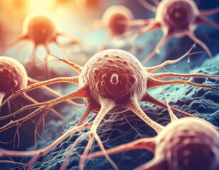 scary looking cancerous cells background, healthcare concept