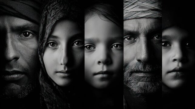 Faces of Humanity: A Black and White Portrait Collage
