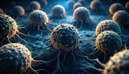 scary looking cancerous cells background, healthcare concept