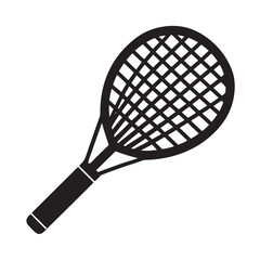 Tennis Racket Silhouette Vector Icon for Sports and Fitness Designs