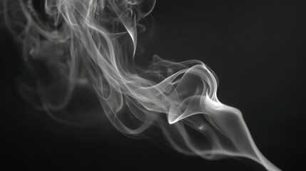 Fototapeta premium smoke or vapor gently rising in slow motion, dark background, monochrome tones, mysterious mood, abstract motion design 