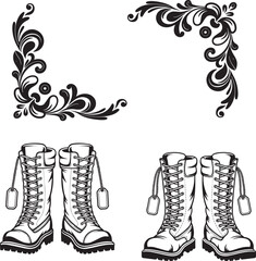 Frame floral ornament design vintage decoration border pattern vector Print