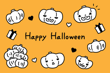 かわいいハロウィンのかぼちゃのイラスト お化けカボチャ ジャックオランタン