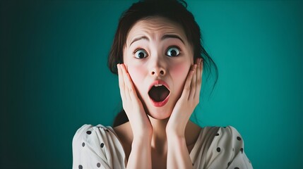 一人で驚きと衝撃を表現する美しい女性四Generative AI