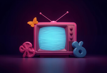 : Retro MTV-Inspired Background with Neon Television Aesthetic