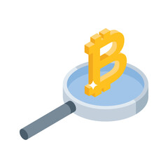 An exciting isometric style icon showing bitcoin search activity