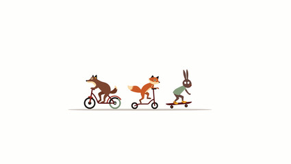 Fototapeta premium Colorful flat vector cartoon animal silhouettes collection – cute wild, domestic, aquatic, jungle, fantasy, and forest animals in minimalist kid-friendly style on white background
