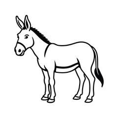 Fototapeta premium A donkey line art vector illustration on white background