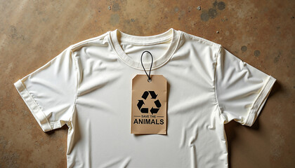 T-shirt with bold 'Save the Animals' slogan and recycling tag  