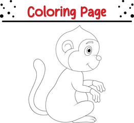 Cute Monkey Jungle Animal Coloring Page for kids