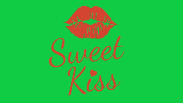 Sweet Kiss Animation on Green Screen, Romantic Kissing Video Template