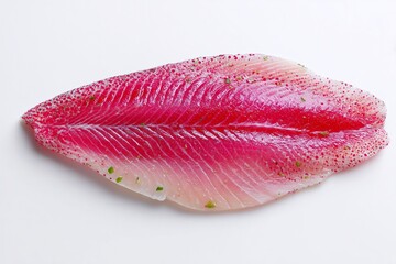 Fresh fish fillet showcasing vibrant colors and natural textures on a clean white background, perfect for culinary presentations and gourmet dishes