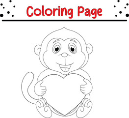 Happy Monkey Jungle Animal Coloring Page for kids