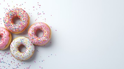 Colorful Donuts with Sprinkles on a Light Background Perfect for Sweet Treat Themes in Endless Creative Applications