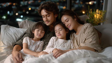 Obraz premium happy family sleeping