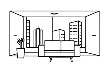 High Rise Apartment Living Room With Veranda