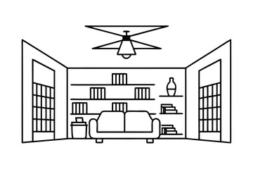 High Ceiling Living Room With Ceiling Fan
