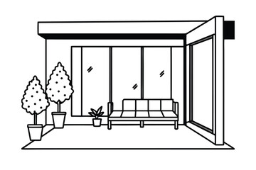 Garden View Living Room With Large Open Sliding Door