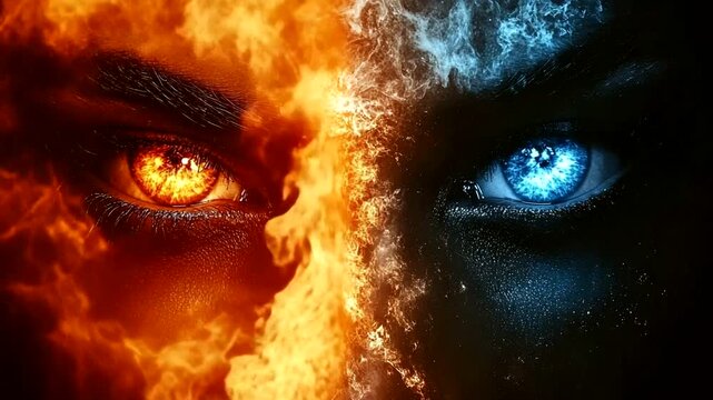 Fiery and icy eyes; duality concept