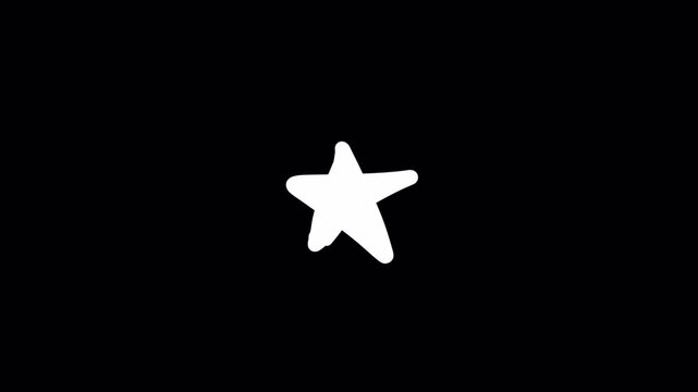 Hand Drawn Star Shape Animation Overlay on Black Background