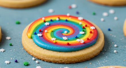 Colorful Rainbow Swirl Sugar Cookie.