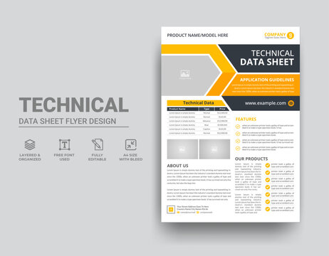 Technical Data Sheet Flyer Template Design	