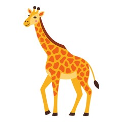 Obraz premium Cartoon giraffe standing and looking friendly on white background 