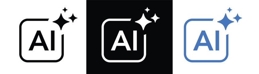 Generative AI logo icon magic sparkle stars symbol , Artificial intelligence sign. Vector ai generated icon logo
