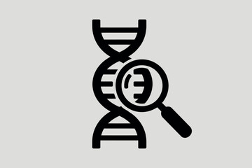 Magnifying glass inspecting a dna double helix structure