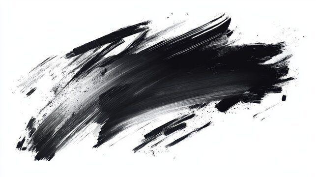 Abstract black and white paint brush stroke texture with dynamic movement for creative and artistic design background usage in modern art projects.