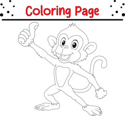 Baby Monkey Jungle Animal Coloring Page